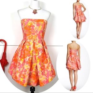 Trina Turk Audrey Fiori Jacquard Strapless Print Fit And Flare Cocktail Dress 4